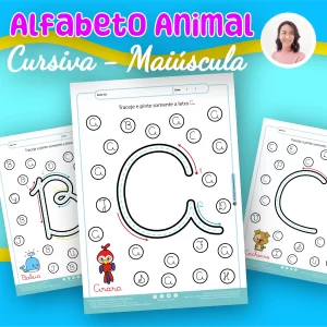 Descrição do Produto: Estimule o aprendizado do alfabeto com nosso PDF de Atividades de Educação Infantil: Alfabeto Cursivo Maiúsculo com Tema de Animais. Este material é perfeito para pais, educadores e responsáveis que desejam ensinar o alfabeto cursivo maiúsculo de maneira interativa e envolvente, utilizando animais de A a Z para tornar o aprendizado mais interessante para as crianças. Características do PDF: Alfabeto Cursivo com Animais: Cada letra maiúscula do alfabeto, de A a Z, é acompanhada por um animal correspondente, como Arara, Baleia, Cachorro, Dinossauro, entre outros, facilitando a associação entre letras e palavras. Letra Grande para Tracejar: Cada página apresenta uma letra grande para tracejar, com setas indicativas que guiam a criança no movimento correto da escrita. Atividades de Identificação: Desafie as crianças a encontrar e circular as letras corretas entre várias letras pequenas ao redor da letra principal, reforçando o reconhecimento visual. Ilustrações Coloridas: Imagens vibrantes e cativantes que mantêm o interesse das crianças enquanto elas aprendem. Total de 26 Páginas: Cada letra do alfabeto é trabalhada em uma página individual, totalizando 26 páginas de atividades educativas.