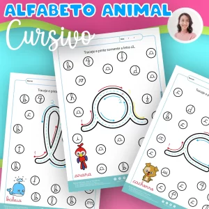 Transforme o aprendizado do alfabeto em uma aventura divertida com nosso PDF de Atividades de Educação Infantil: Alfabeto Cursivo Minúsculo com Tema de Animais. Este material é ideal para pais, educadores e responsáveis que buscam ensinar o alfabeto cursivo minúsculo de forma lúdica, utilizando animais de A a Z para cativar a atenção das crianças. Características do PDF: Alfabeto Cursivo com Animais: Cada letra do alfabeto, de A a Z, é associada a um animal específico, como Arara, Baleia, Cachorro, Dinossauro, entre outros, proporcionando uma maneira divertida e memorável de aprender. Letra Grande para Tracejar: Cada página contém uma letra grande para tracejar, com setas indicativas que orientam o movimento correto da escrita. Atividades de Identificação: As crianças são desafiadas a encontrar e circular as letras corretas entre várias letras pequenas espalhadas ao redor da letra principal. Ilustrações Coloridas: Imagens vibrantes e atraentes que capturam a imaginação das crianças e tornam o aprendizado mais envolvente. Total de 26 Páginas: Cada letra do alfabeto é apresentada em uma página individual, totalizando 26 páginas de atividades educativas.