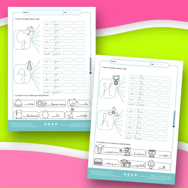 Família Silábica Completa Descrição do Produto: Este material em PDF é perfeito para ajudar as crianças a dominar a família silábica de maneira interativa e divertida. Projetado especialmente para a educação infantil, o conteúdo aborda o aprendizado das sílabas com atividades práticas, ilustrações coloridas e espaços dedicados ao treino da escrita. Características do PDF: Consoantes com Ilustrações: Cada página apresenta uma consoante, tanto em sua versão maiúscula quanto minúscula. A consoante vem acompanhada de uma ilustração divertida que ajuda na associação da letra com palavras do cotidiano, tornando o aprendizado mais visual e significativo. Ligação da Consoante com Vogais: As crianças podem praticar a ligação da consoante com as vogais, formando as diferentes sílabas. O exercício é prático e repetitivo, ajudando a fixar o aprendizado das combinações de consoante e vogais. Área para Tracejar e Copiar: Há uma seção dedicada ao tracejado da consoante e das sílabas formadas, proporcionando um espaço para praticar a escrita. Ao lado do tracejado, há uma área para copiar as letras e sílabas, reforçando a memorização e a habilidade motora da criança. Blocos com Palavras para Completar: Após o treino das sílabas, cada página inclui seis blocos de palavras que devem ser completadas com a sílaba correta. Esses blocos são acompanhados de ilustrações, que não só ajudam na compreensão do significado da palavra, mas também podem ser coloridas pela criança, tornando a atividade mais lúdica.