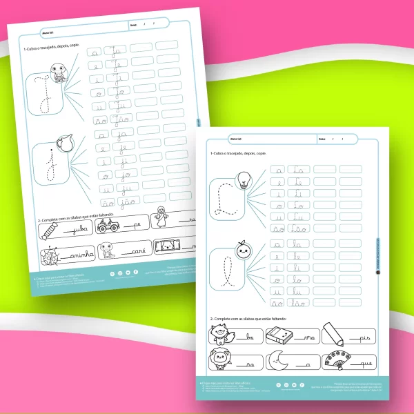 Família Silábica Completa Descrição do Produto: Este material em PDF é perfeito para ajudar as crianças a dominar a família silábica de maneira interativa e divertida. Projetado especialmente para a educação infantil, o conteúdo aborda o aprendizado das sílabas com atividades práticas, ilustrações coloridas e espaços dedicados ao treino da escrita. Características do PDF: Consoantes com Ilustrações: Cada página apresenta uma consoante, tanto em sua versão maiúscula quanto minúscula. A consoante vem acompanhada de uma ilustração divertida que ajuda na associação da letra com palavras do cotidiano, tornando o aprendizado mais visual e significativo. Ligação da Consoante com Vogais: As crianças podem praticar a ligação da consoante com as vogais, formando as diferentes sílabas. O exercício é prático e repetitivo, ajudando a fixar o aprendizado das combinações de consoante e vogais. Área para Tracejar e Copiar: Há uma seção dedicada ao tracejado da consoante e das sílabas formadas, proporcionando um espaço para praticar a escrita. Ao lado do tracejado, há uma área para copiar as letras e sílabas, reforçando a memorização e a habilidade motora da criança. Blocos com Palavras para Completar: Após o treino das sílabas, cada página inclui seis blocos de palavras que devem ser completadas com a sílaba correta. Esses blocos são acompanhados de ilustrações, que não só ajudam na compreensão do significado da palavra, mas também podem ser coloridas pela criança, tornando a atividade mais lúdica.