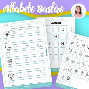 Atividades de Educação Infantil: Alfabeto Bastão Completo Descrição do Produto: Desenvolva as habilidades de leitura e escrita das crianças com nosso PDF de Atividades de Educação Infantil: Alfabeto Bastão Completo. Este material é ideal para pais, educadores e responsáveis que buscam uma abordagem prática e interativa para ensinar o alfabeto às crianças, utilizando diferentes técnicas que facilitam a compreensão e a memorização das letras. Características do PDF: Tracejar e Copiar: Atividades que incentivam a criança a tracejar e copiar o alfabeto bastão, ajudando na coordenação motora e no reconhecimento das letras. Cobrir com Setas Demonstrativas: Exercícios que mostram o movimento correto para a escrita das letras, orientando a criança a seguir a direção das setas. Sequência Alfabética: Atividades para completar a sequência alfabética, reforçando o aprendizado da ordem das letras. Pintar Letras do Nome: Exercícios para identificar e pintar as letras que compõem o nome da criança, personalizando o aprendizado. Organizar e Copiar: Atividades que pedem para organizar as letras em ordem alfabética e copiá-las, promovendo a fixação do alfabeto. Letra Inicial de Figuras: Exercícios que associam imagens às suas letras iniciais, desenvolvendo o reconhecimento das primeiras letras das palavras. Identificação de Letras: Atividades para circular apenas as letras do alfabeto entre números e letras misturados, estimulando a discriminação visual. Escrever o Antes e o Depois: Exercícios que desafiam a criança a escrever as letras que vêm antes e depois de uma dada letra, reforçando a sequência alfabética.