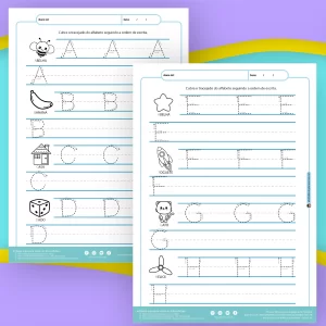 Atividades de Educação Infantil: Alfabeto Bastão Completo Descrição do Produto: Desenvolva as habilidades de leitura e escrita das crianças com nosso PDF de Atividades de Educação Infantil: Alfabeto Bastão Completo. Este material é ideal para pais, educadores e responsáveis que buscam uma abordagem prática e interativa para ensinar o alfabeto às crianças, utilizando diferentes técnicas que facilitam a compreensão e a memorização das letras. Características do PDF: Tracejar e Copiar: Atividades que incentivam a criança a tracejar e copiar o alfabeto bastão, ajudando na coordenação motora e no reconhecimento das letras. Cobrir com Setas Demonstrativas: Exercícios que mostram o movimento correto para a escrita das letras, orientando a criança a seguir a direção das setas. Sequência Alfabética: Atividades para completar a sequência alfabética, reforçando o aprendizado da ordem das letras. Pintar Letras do Nome: Exercícios para identificar e pintar as letras que compõem o nome da criança, personalizando o aprendizado. Organizar e Copiar: Atividades que pedem para organizar as letras em ordem alfabética e copiá-las, promovendo a fixação do alfabeto. Letra Inicial de Figuras: Exercícios que associam imagens às suas letras iniciais, desenvolvendo o reconhecimento das primeiras letras das palavras. Identificação de Letras: Atividades para circular apenas as letras do alfabeto entre números e letras misturados, estimulando a discriminação visual. Escrever o Antes e o Depois: Exercícios que desafiam a criança a escrever as letras que vêm antes e depois de uma dada letra, reforçando a sequência alfabética.