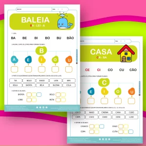 Descrição do Produto: Este material educativo em PDF foi criado para facilitar o ensino da família silábica completa, ajudando as crianças a reconhecer, ler e escrever sílabas de forma eficiente e divertida. Cada página é cuidadosamente estruturada com atividades que reforçam a compreensão das sílabas e suas combinações, proporcionando uma experiência de aprendizado completa. Características do PDF: Ilustração com Nome e Divisão Silábica: Cada página apresenta uma ilustração colorida acompanhada do nome correspondente, com a palavra dividida em sílabas. Isso ajuda a criança a visualizar e entender a estrutura silábica das palavras de forma intuitiva. Sequência de Sílabas para Leitura e Familiarização: Após a ilustração, a criança encontrará a sequência de sílabas relacionadas à palavra, facilitando a leitura e a familiarização com cada uma delas. Ótimo para reforçar a repetição e o reconhecimento das sílabas. Sílabas para Juntar e Escrever: A atividade de juntar sílabas para formar palavras incentiva a criança a praticar a escrita de forma ativa e criativa. Esta etapa reforça a habilidade de unir sons e formar palavras completas. Identificação e Pintura de Palavras com Sílabas Corretas: As crianças podem identificar e pintar as palavras com as sílabas corretas, transformando o aprendizado em uma atividade lúdica e interativa. Isso ajuda a fixar a associação entre sílabas e palavras de maneira visual. Separação de Palavras em Blocos Silábicos: Por fim, cada página inclui uma atividade para separar as palavras em seus blocos silábicos, consolidando o entendimento da estrutura das palavras. Benefícios do Formato PDF: Acesso Imediato: O arquivo será enviado diretamente para o seu e-mail após a compra. Fácil de Imprimir: Ideal para ser usado em sala de aula ou em casa, com possibilidade de reimpressão. Aprendizado Progressivo: As atividades são desenvolvidas de forma progressiva, guiando a criança desde o reconhecimento das sílabas até a formação e separação das palavras.