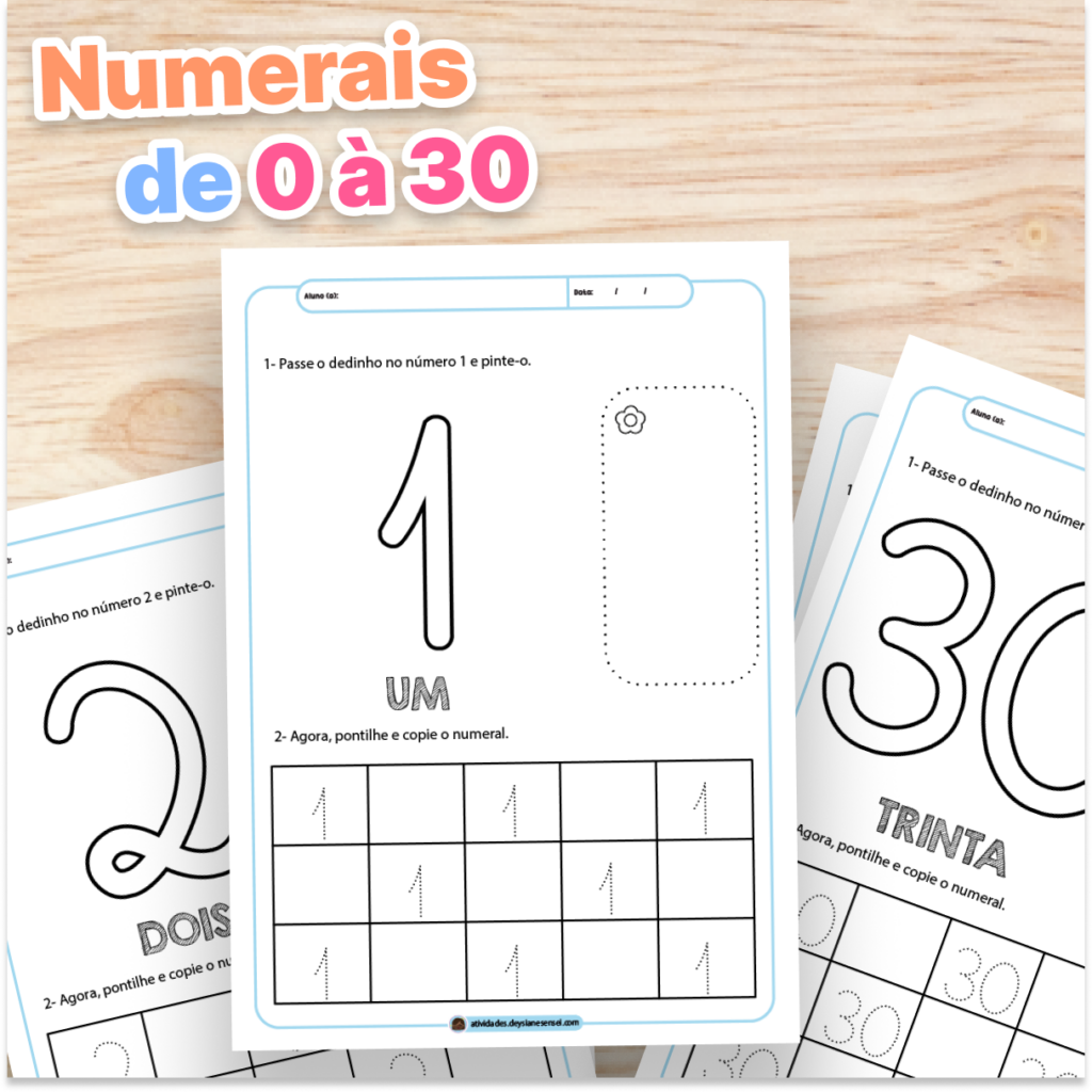 Atividade de Numerais de 0 a 30 – Tracejado, Quantidade e Coordenação ...