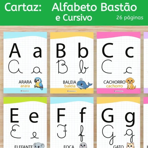 Cartaz alfabeto completo com quatro formas de escrita para imprimir Alfabeto bastão e cursivo maiúsculo e minúsculo em PDF Poster educativo do alfabeto de A a Z colorido Cartaz do alfabeto com letras maiúsculas e minúsculas Alfabeto com letra bastão e letra cursiva para educação infantil Cartazes do alfabeto para decorar sala de aula infantil Alfabeto ilustrado colorido para cantinho de aprendizagem Cartaz alfabeto para imprimir e usar na educação infantil Alfabeto completo com ilustrações e nomes das figuras Painel de alfabeto com quatro tipos de letras Cartaz de alfabetização com letras bastão e cursivas Material pedagógico de alfabeto em PDF para professoras Alfabeto ilustrado para crianças em fase de alfabetização Cartaz de letras maiúsculas e minúsculas para imprimir Alfabeto visual para ambiente pedagógico em casa Poster alfabeto colorido para maternal e pré-escola Cartaz para reconhecer diferentes formas das letras Alfabeto com palavras em maiúscula e minúscula para crianças Cartazes educativos de letras para mural escolar Alfabeto bastão e cursivo com variações das letras F e Q minúsculas